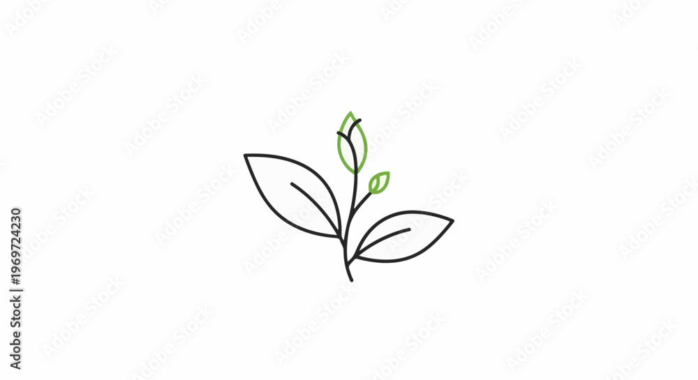Fototapeta premium Minimalist illustration of a sprouting plant with green leaves