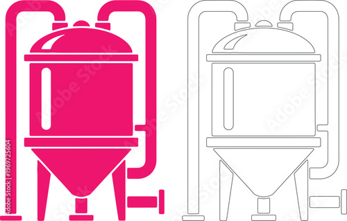 Food pasteurization tank silhouettes industrial