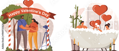 Celebrating love and affection on valentine's day with heartwarming illustrations