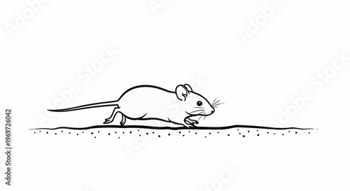 Small rodent scurrying across a dotted ground line