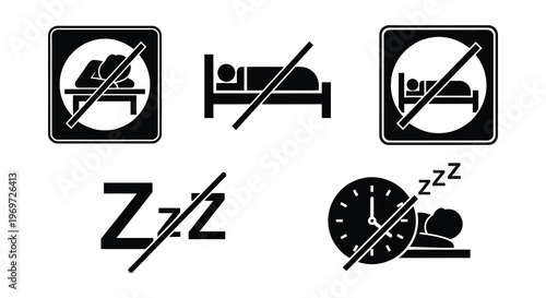Prohibition of sleeping signs with associated sleep and rest symbols
