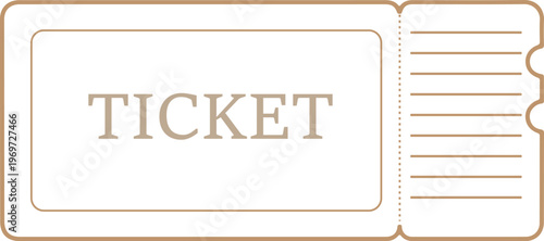 Minimalist ticket graphic with 'TICKET' text on white background