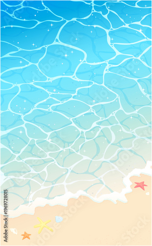 キラキラした波打ち際の背景_縦