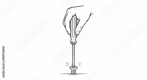 Hand holding a screwdriver to tighten a screw