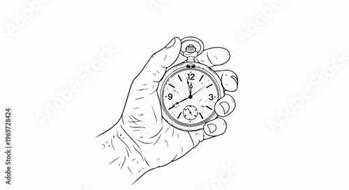 Hand holding antique pocket watch showing time