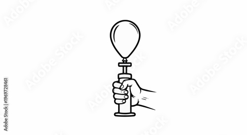 Hand holding balloon pump inflating a balloon