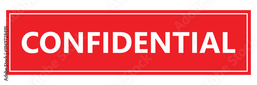 Confidential red rectangular rubber stamp. Private document mark, secret information label, restricted security clearance symbol, sensitive data protection emblem for business.