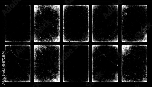 Grunge frame with overlay texture. Old dirty concrete background with cracks and scratches. Distressed grainy surface. Vintage urban backdrop. Scraped and stained design element. Vector illustration