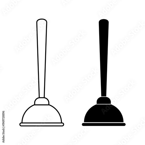 Plunger icon, Toilet Plunger icon. Element for design isolated on white background, for web and app. Flat vector illustration