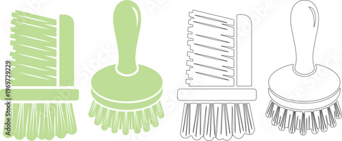 Green and black shoe polish brushes