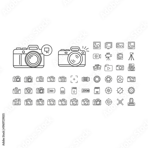 A collection of camera and photography related icons