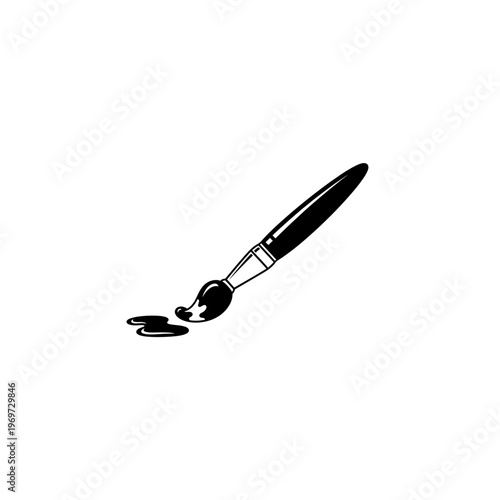 A black paintbrush with a silver ferrule