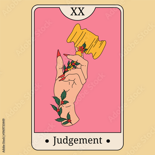 Justice and Judgement Tarot Card Symbolic Illustration