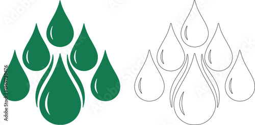 Green and black teardrop cluster emblems