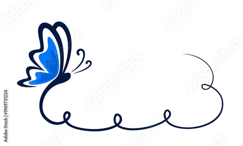 Stylized symbol of a blue butterfly.