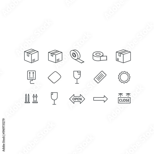 A collection of various package and shipping icons