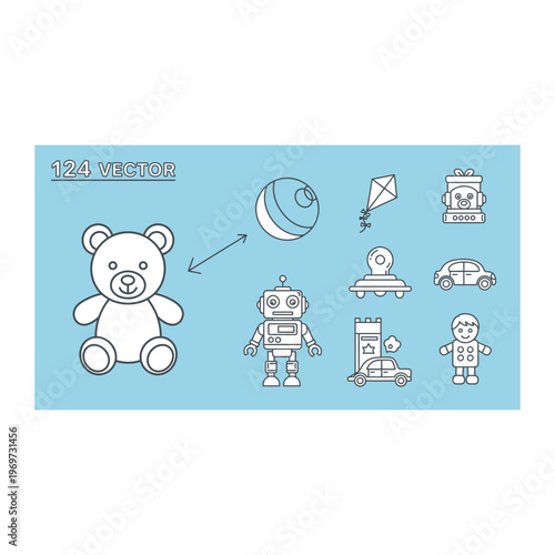 A white teddy bear with a set of craft supplies