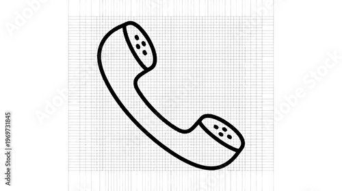 Rotary Phone, Black Line Art, Vector Illustration, Communication Icon