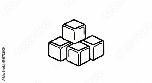 Stack of four ice cubes in a simple line art style