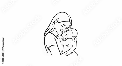 Gentle embrace of a mother cradling her precious infant, tender connection