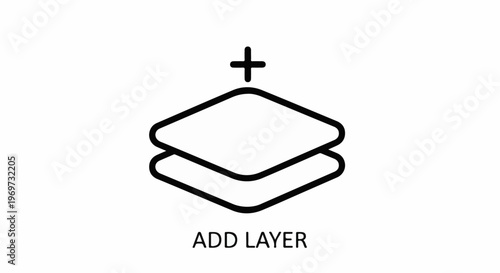 Stacked shapes with a plus sign above, labeled "ADD LAYER