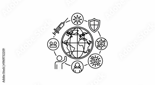 Global fight against virus with vaccination, protection, and public health measures