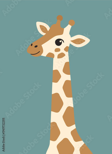 Giraffe long neck animal cute cartoon character on blue background vector illustration safari.