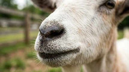 Close-up photos of a goat's face in a natural outdoor setting
