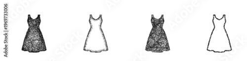 Sketch dress icon design set