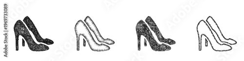 Sketch high heels icon design set