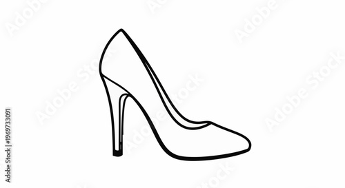 Outline of a stylish stiletto heel shoe with a pointed toe