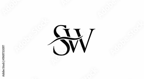 Elegant black intertwined initials "SW" with a flowing flourish