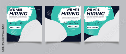 We are hiring job vacancy square social media post banner template	