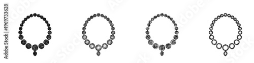 Sketch necklace icon design set