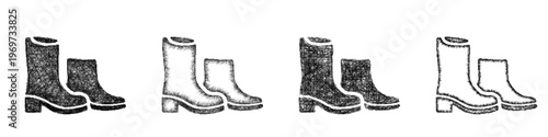 Sketch boots icon design set