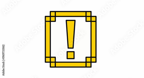 Pixelated yellow exclamation mark inside a bordered frame