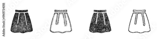 Sketch skirt icon design set