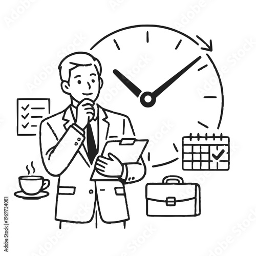 businessman with clock of daliy routine vector design 