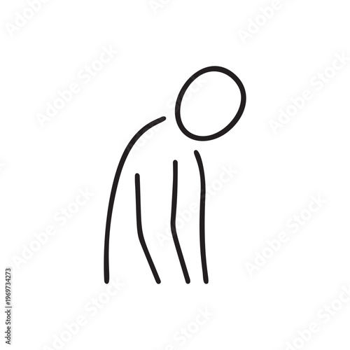 Minimalist human body language sad slumped pose outline icon vector