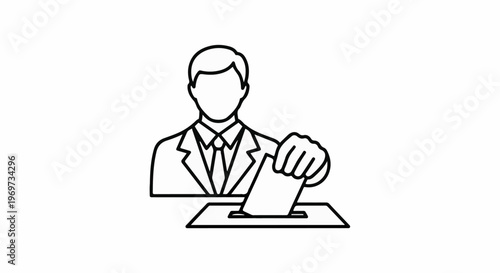 Person in suit casting ballot into box