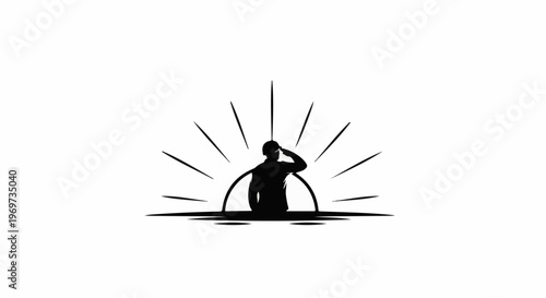 Silhouette of a saluting soldier against a rising sun