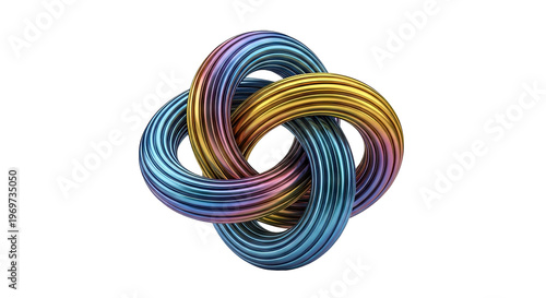 Intertwined Metallic Rings with Gradient Colors