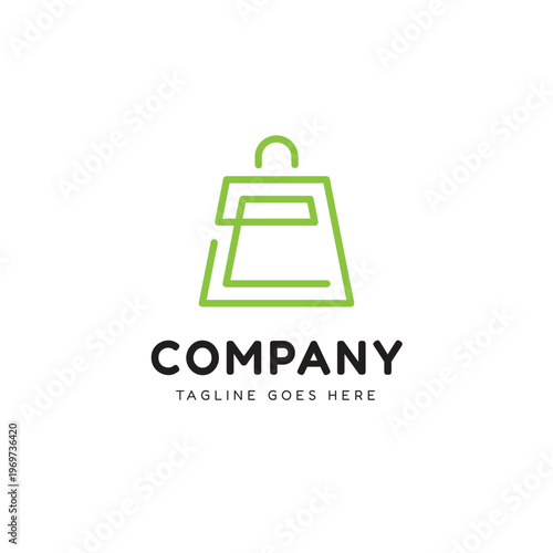 Elegant E shopping bag logo with E letter inside for Online business