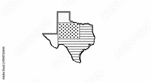 Silhouette of Texas blended with the United States flag