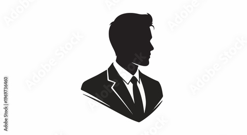 Silhouette profile of a well-groomed man in a suit and tie