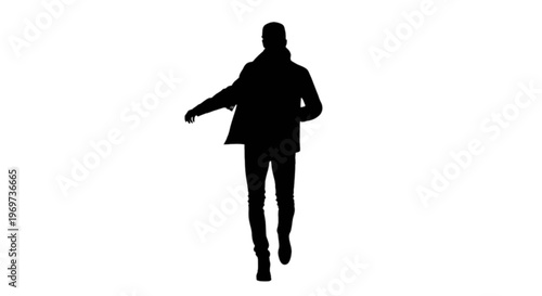 Silhouette of a man running away from something