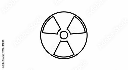 Simple black outline of a radiation hazard symbol on a white background