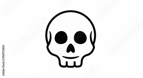 Simple black outline of a skull with two dark eye sockets and teeth