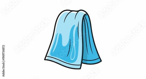 Simple cartoon illustration of a light blue folded towel