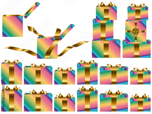 プレゼント箱横、虹、1金